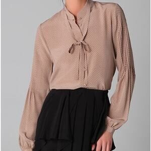 Jeunesse Claudine 100% Silk Polka Dot Button Up Blouse Medium